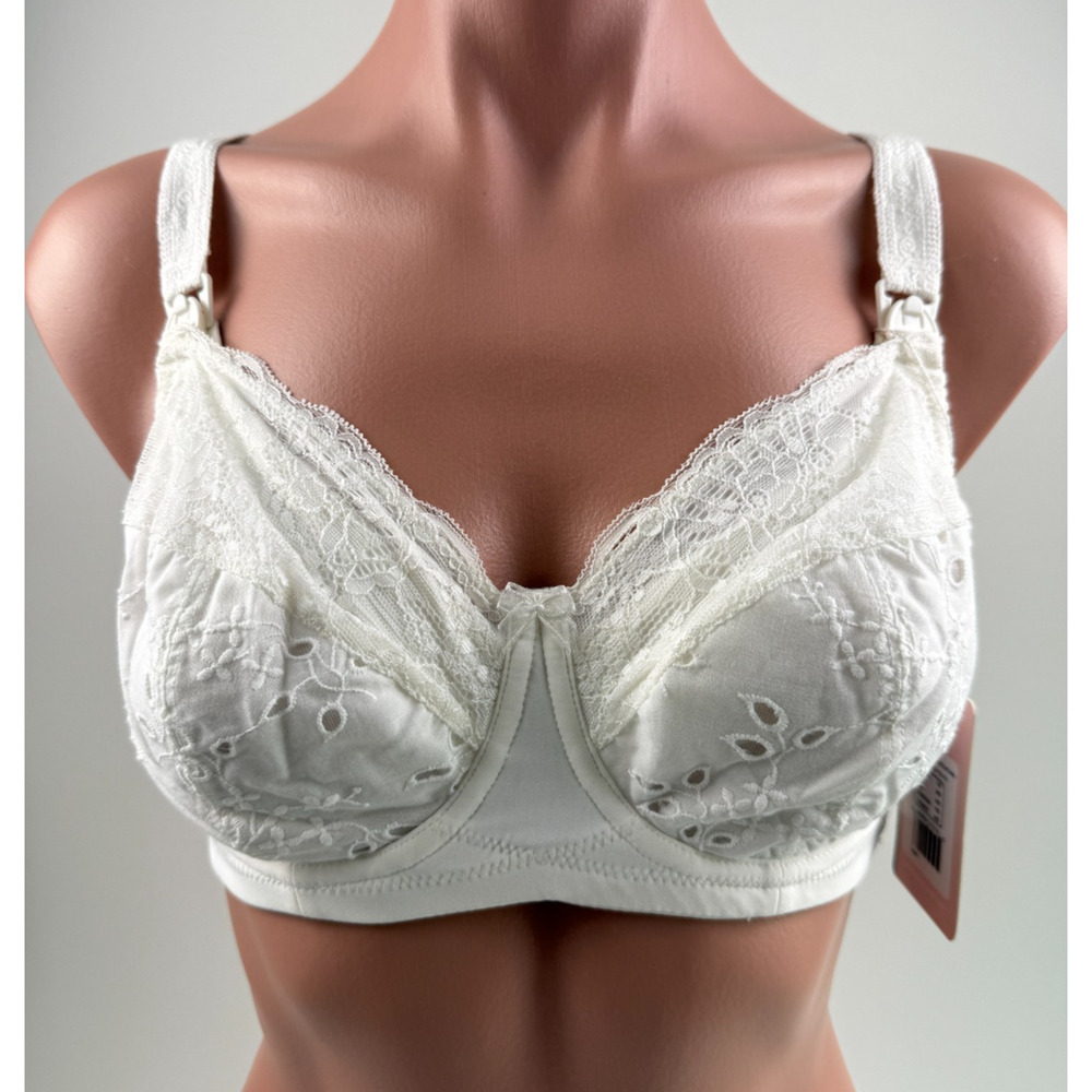 Cake Lingerie Balcony Style Flexible Wire White Embroidery Nursing Bra Size 34D